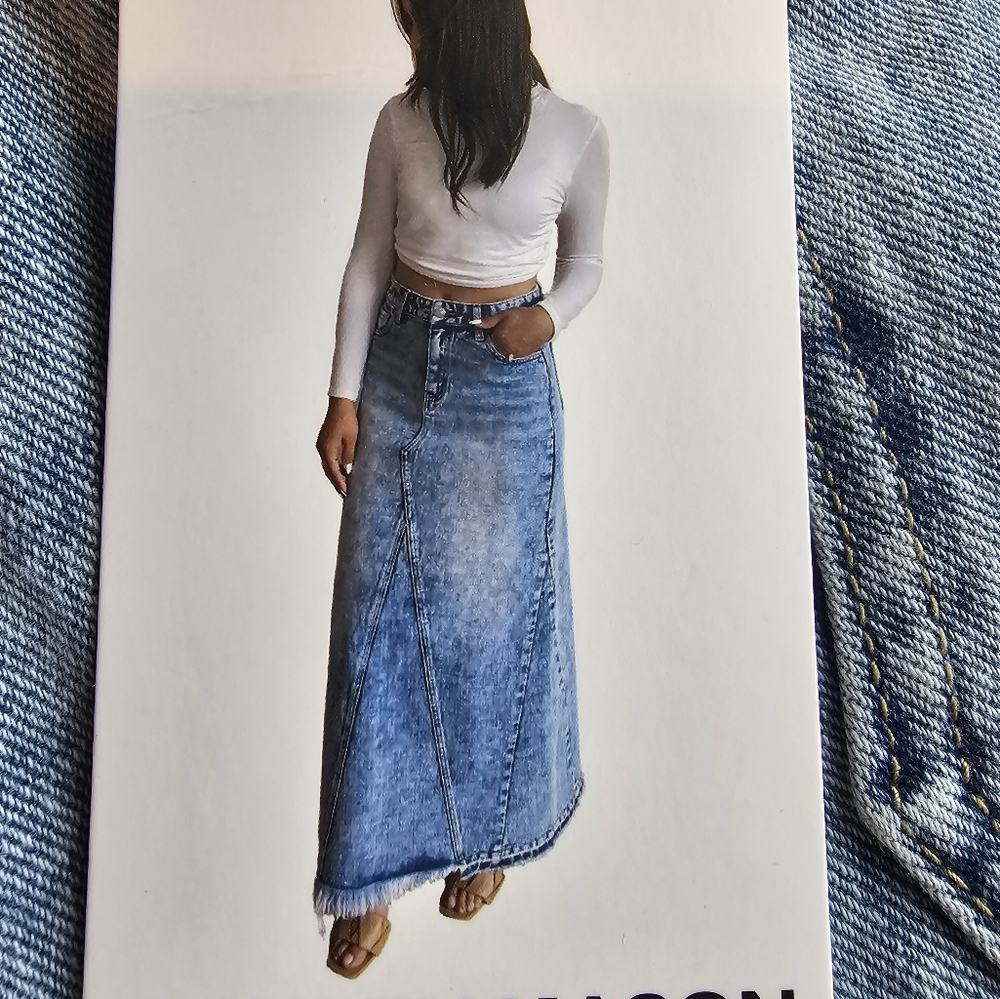 Ashley Mason Maxi Denim Skirt Sz S